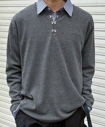 Chikashitsu +（チカシツプラス）の「【Chikashitsu +】front hook long sleeve knit / 【チカシツプラス】フロントフック長袖ニット（ニット/セーター）」