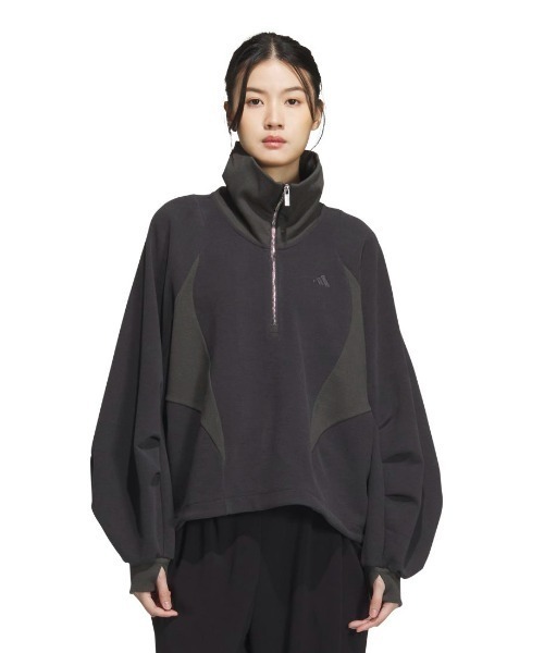 adidas(アディダス)の「アディダス adidas Luxflow アクティブ ルーズフィット スペーサー ハーフジップ プルオーバー(スウェット・レディース・ライラック/オフホワイト/ダークグレー・XL/S/M/L)」の3枚目の写真