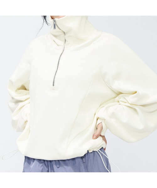 adidas(アディダス)の「アディダス adidas Luxflow アクティブ ルーズフィット スペーサー ハーフジップ プルオーバー(スウェット・レディース・ライラック/オフホワイト/ダークグレー・XL/S/M/L)」の11枚目の写真