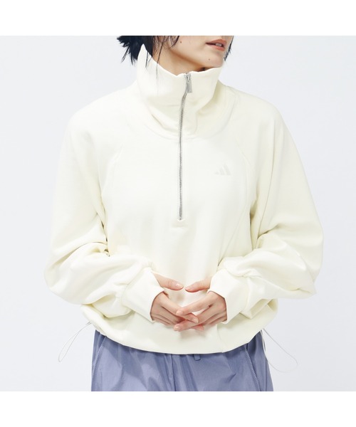 adidas(アディダス)の「アディダス adidas Luxflow アクティブ ルーズフィット スペーサー ハーフジップ プルオーバー(スウェット・レディース・ライラック/オフホワイト/ダークグレー・XL/S/M/L)」の5枚目の写真