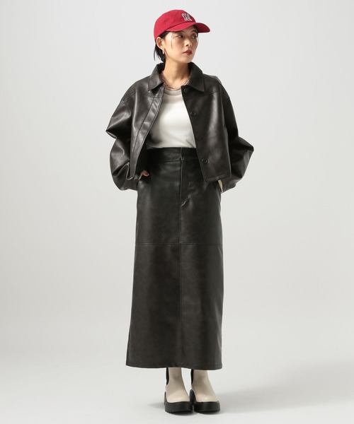 BAYFLOW（ベイフロー）の「[WEB限定／セットアップ対応]フェイクレザージャケット（ブルゾン・レディース・オフホワイト/ブラック・FREE）」の10枚目の写真