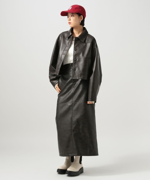 BAYFLOW（ベイフロー）の「[WEB限定／セットアップ対応]フェイクレザージャケット（ブルゾン・レディース・オフホワイト/ブラック・FREE）」の11枚目の写真