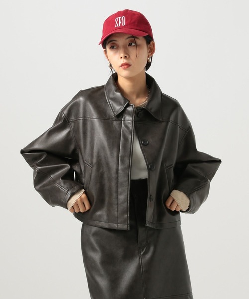 BAYFLOW（ベイフロー）の「[WEB限定／セットアップ対応]フェイクレザージャケット（ブルゾン・レディース・オフホワイト/ブラック・FREE）」の14枚目の写真