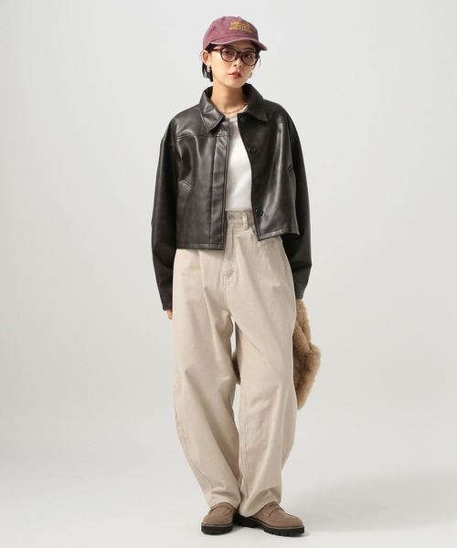 BAYFLOW（ベイフロー）の「[WEB限定／セットアップ対応]フェイクレザージャケット（ブルゾン・レディース・オフホワイト/ブラック・FREE）」の19枚目の写真