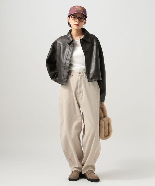 BAYFLOW（ベイフロー）の「[WEB限定／セットアップ対応]フェイクレザージャケット（ブルゾン・レディース・オフホワイト/ブラック・FREE）」の20枚目の写真