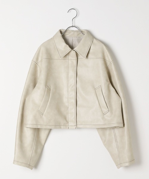 BAYFLOW（ベイフロー）の「[WEB限定／セットアップ対応]フェイクレザージャケット（ブルゾン・レディース・オフホワイト/ブラック・FREE）」の22枚目の写真