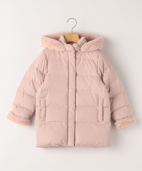 SHIPS(シップス)の「SHIPS KIDS:140~150cm /〈撥水/手洗い可能〉ミディアム丈 リサイクル ダウン フーディー(ダウンジャケット/コート・キッズ・ネイビー/ピンク・140/150)」の1枚目の写真