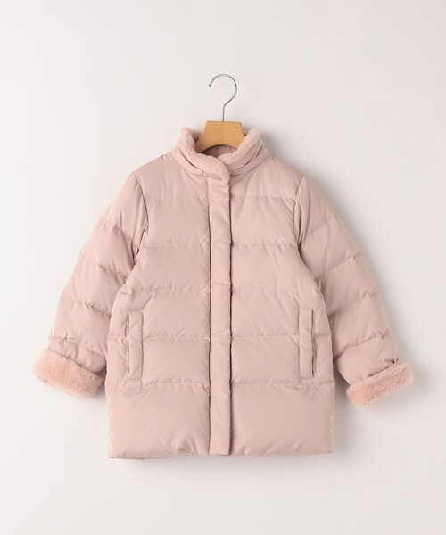 SHIPS(シップス)の「SHIPS KIDS:140~150cm /〈撥水/手洗い可能〉ミディアム丈 リサイクル ダウン フーディー(ダウンジャケット/コート・キッズ・ネイビー/ピンク・140/150)」の7枚目の写真