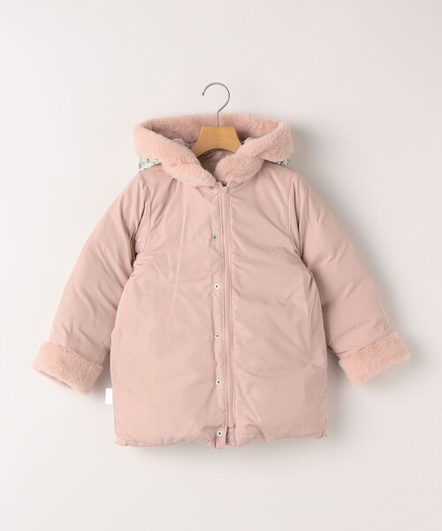 SHIPS(シップス)の「SHIPS KIDS:140~150cm /〈撥水/手洗い可能〉ミディアム丈 リサイクル ダウン フーディー(ダウンジャケット/コート・キッズ・ネイビー/ピンク・140/150)」の6枚目の写真