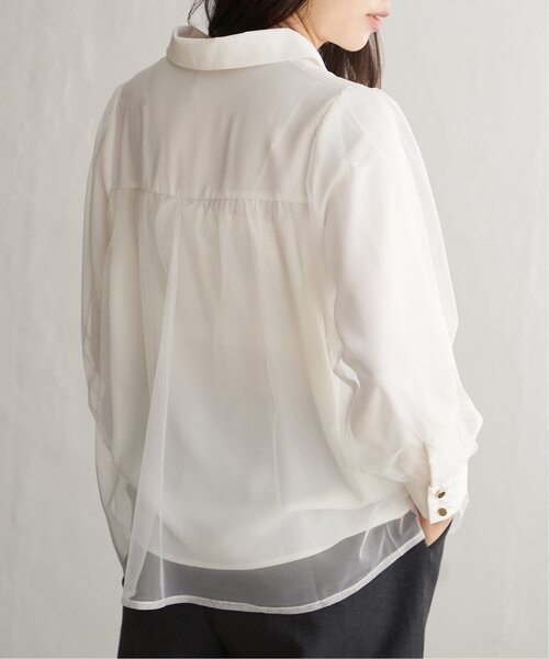 VENCEEXCHANGE（ヴァンスエクスチェンジ）の「チュールレイヤードシャツ（シャツ/ブラウス・レディース・オフホワイト/チャコール/ブラック・FREE）」の7枚目の写真