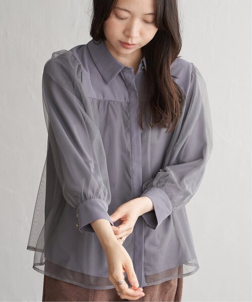 VENCEEXCHANGE（ヴァンスエクスチェンジ）の「チュールレイヤードシャツ（シャツ/ブラウス・レディース・オフホワイト/チャコール/ブラック・FREE）」の8枚目の写真