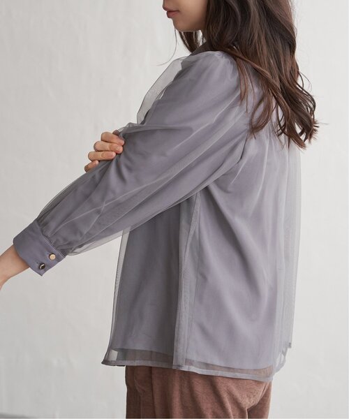 VENCEEXCHANGE（ヴァンスエクスチェンジ）の「チュールレイヤードシャツ（シャツ/ブラウス・レディース・オフホワイト/チャコール/ブラック・FREE）」の9枚目の写真