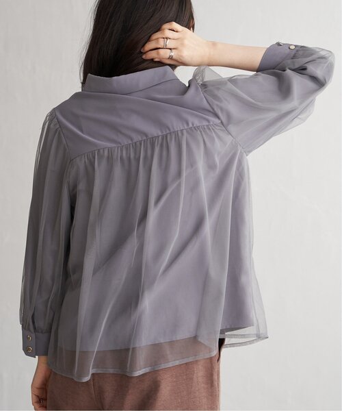 VENCEEXCHANGE（ヴァンスエクスチェンジ）の「チュールレイヤードシャツ（シャツ/ブラウス・レディース・オフホワイト/チャコール/ブラック・FREE）」の10枚目の写真