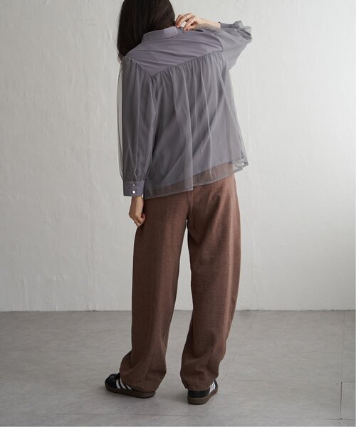 VENCEEXCHANGE（ヴァンスエクスチェンジ）の「チュールレイヤードシャツ（シャツ/ブラウス・レディース・オフホワイト/チャコール/ブラック・FREE）」の11枚目の写真