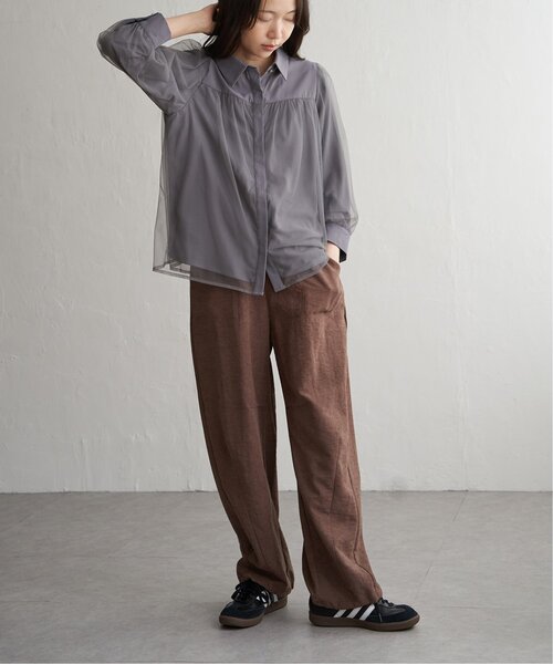 VENCEEXCHANGE（ヴァンスエクスチェンジ）の「チュールレイヤードシャツ（シャツ/ブラウス・レディース・オフホワイト/チャコール/ブラック・FREE）」の13枚目の写真