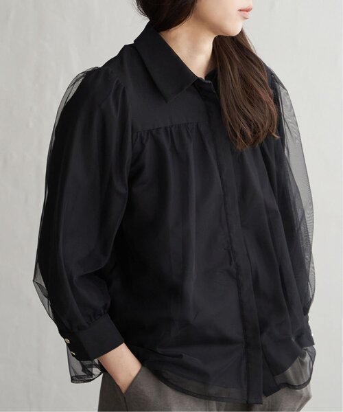 VENCEEXCHANGE（ヴァンスエクスチェンジ）の「チュールレイヤードシャツ（シャツ/ブラウス・レディース・オフホワイト/チャコール/ブラック・FREE）」の15枚目の写真