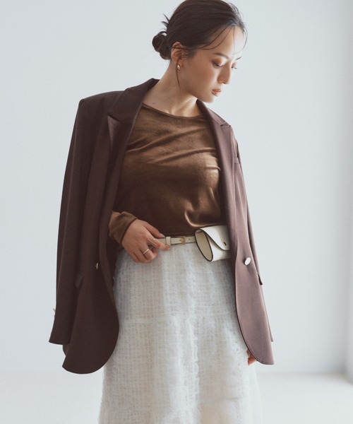 anuans（アニュアンス）の「ベーシックダブルジャケット（テーラードジャケット・レディース・ブラウン/ベージュ/グレー・SMALL/MEDIUM）」の5枚目の写真