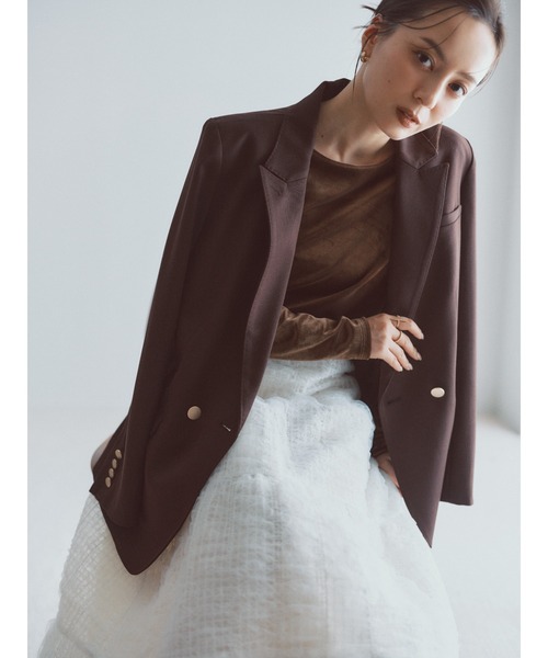 anuans（アニュアンス）の「ベーシックダブルジャケット（テーラードジャケット・レディース・ブラウン/ベージュ/グレー・SMALL/MEDIUM）」の6枚目の写真