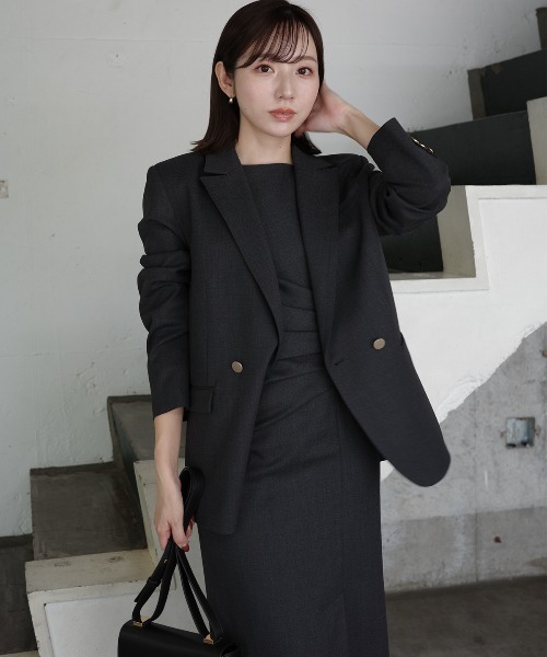 anuans（アニュアンス）の「ベーシックダブルジャケット（テーラードジャケット・レディース・ブラウン/ベージュ/グレー・SMALL/MEDIUM）」の19枚目の写真