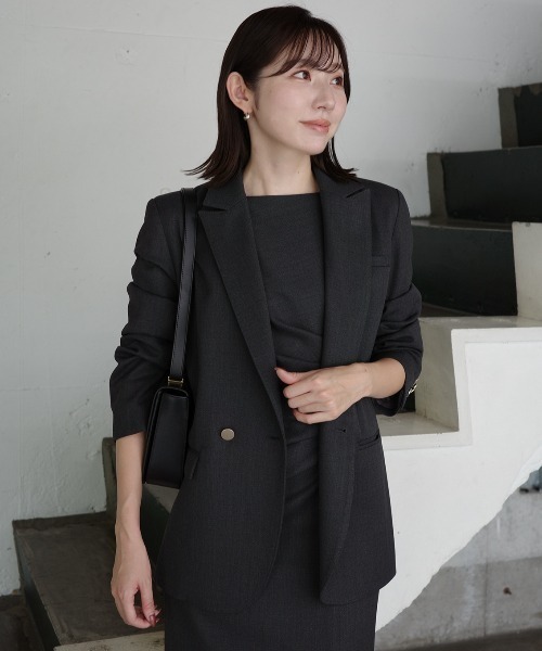 anuans（アニュアンス）の「ベーシックダブルジャケット（テーラードジャケット・レディース・ブラウン/ベージュ/グレー・SMALL/MEDIUM）」の20枚目の写真