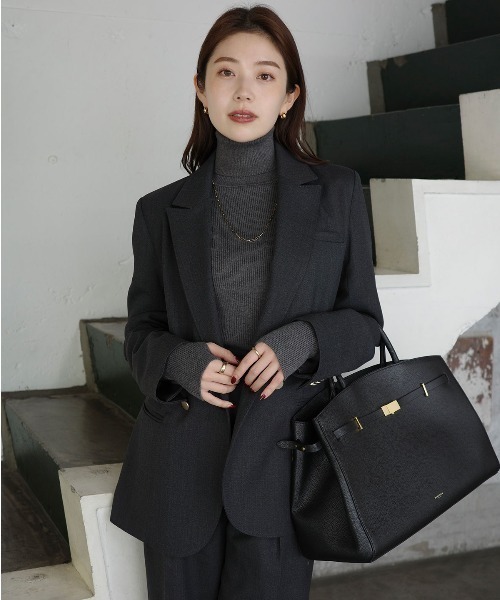 anuans（アニュアンス）の「ベーシックダブルジャケット（テーラードジャケット・レディース・ブラウン/ベージュ/グレー・SMALL/MEDIUM）」の17枚目の写真