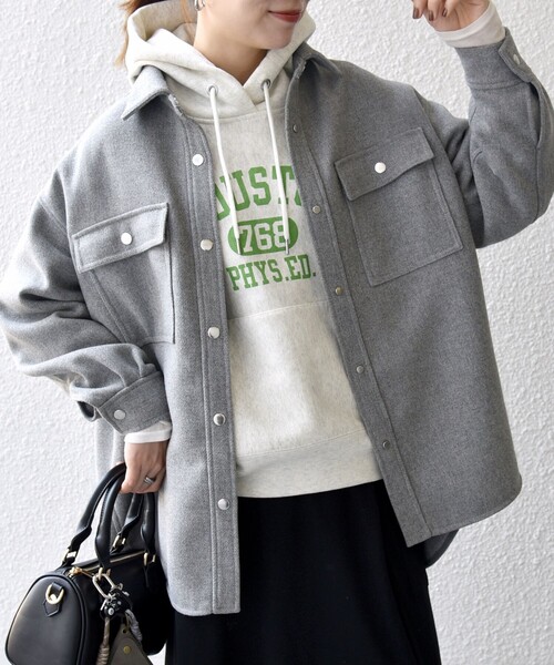 セール】SHIPS any: メルトン オーバー シャツ ジャケット（その他