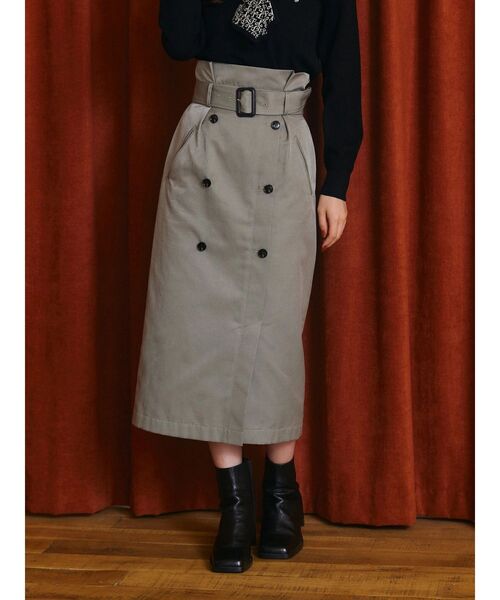 TONAL(トーナル)の「トレンチデザインタイトスカート(スカート・レディース・グリーン/ベージュ・SMALL/MEDIUM)」の2枚目の写真