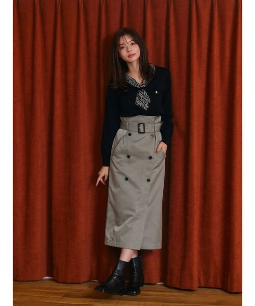 TONAL(トーナル)の「トレンチデザインタイトスカート(スカート・レディース・グリーン/ベージュ・SMALL/MEDIUM)」の4枚目の写真