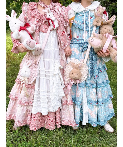 ロクスケ様ご購入希望　ピンクハウス　バラ園うさぎプリントワンピースミディ丈　新品 バラ園うさぎプリントヨークワンピース（ワンピース）｜PINK HOUSE