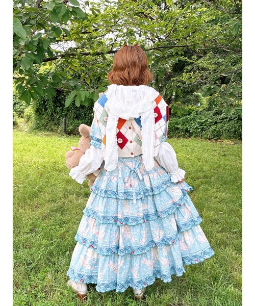 バラ園うさぎプリントヨークワンピース（ワンピース）｜PINK HOUSE