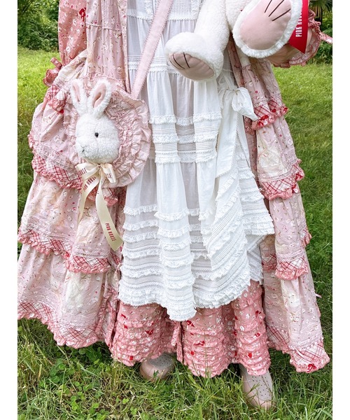 バラ園うさぎプリントヨークワンピース（ワンピース）｜PINK HOUSE