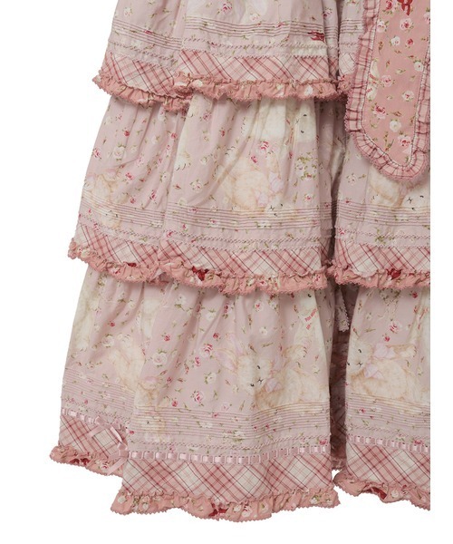 バラ園うさぎプリントヨークワンピース（ワンピース）｜PINK HOUSE