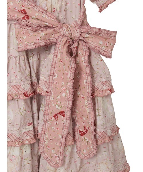 ロクスケ様ご購入希望　ピンクハウス　バラ園うさぎプリントワンピースミディ丈　新品 PINK HOUSE（ピンクハウス） ワンピース バラ園うさぎプリントヨーク