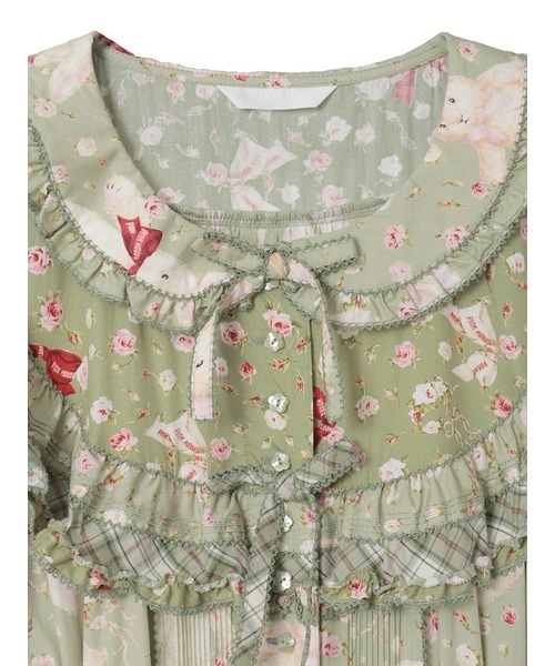 ロクスケ様ご購入希望　ピンクハウス　バラ園うさぎプリントワンピースミディ丈　新品 ロクスケ様ご購入希望 ピンクハウス バラ園うさぎプリントワンピース