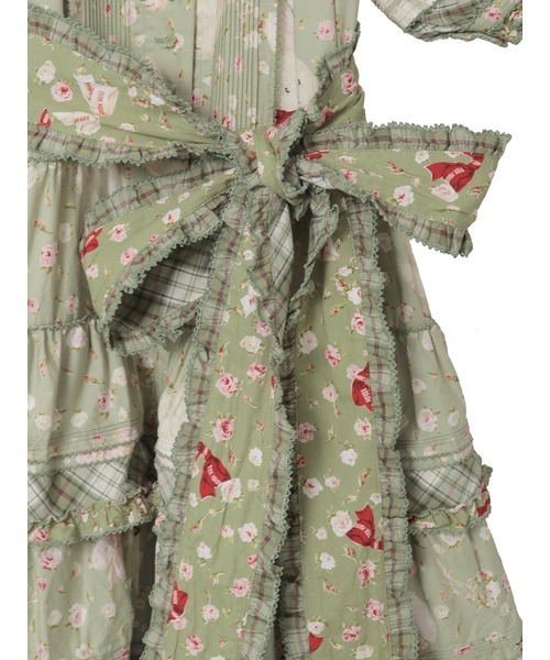 バラ園うさぎプリントヨークワンピース（ワンピース）｜PINK HOUSE