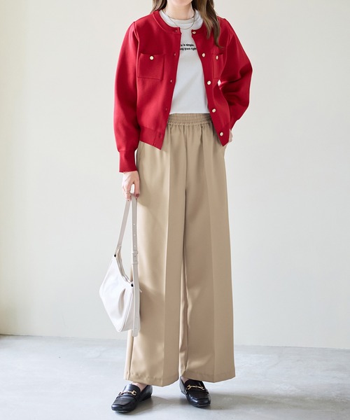 alotta(アロッタ)の「ウエストシャーリングとろみワイドパンツ(その他パンツ・レディース・ライトベージュ/ブラック/ライトブルー/ネイビー・M/L/LL/3L)」の8枚目の写真