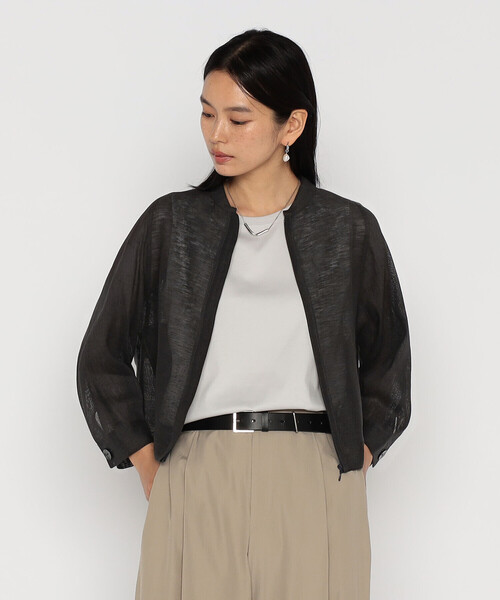 Gabardine K.T（ギャバジンケーティー）の「綿麻からみ 麻メッシュブルゾン（ブルゾン・レディース・ベージュ/グレー・9号）」の9枚目の写真