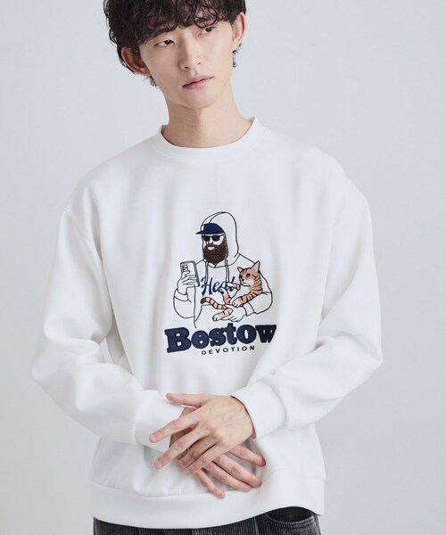 tk.TAKEO KIKUCHI（ティーケータケオキクチ）の「ヒゲサガラスウェット（スウェット・メンズ・ホワイト/ブラック/ブラウン系その他・02/03/04）」の2枚目の写真