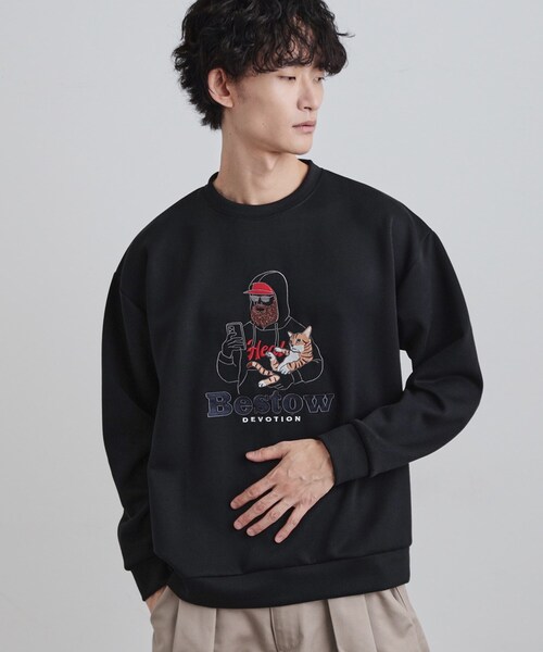 tk.TAKEO KIKUCHI（ティーケータケオキクチ）の「ヒゲサガラスウェット（スウェット・メンズ・ホワイト/ブラック/ブラウン系その他・02/03/04）」の3枚目の写真