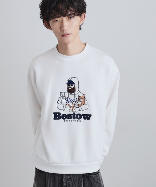 tk.TAKEO KIKUCHI（ティーケータケオキクチ）の「ヒゲサガラスウェット（スウェット・メンズ・ホワイト/ブラック/ブラウン系その他・02/03/04）」の4枚目の写真