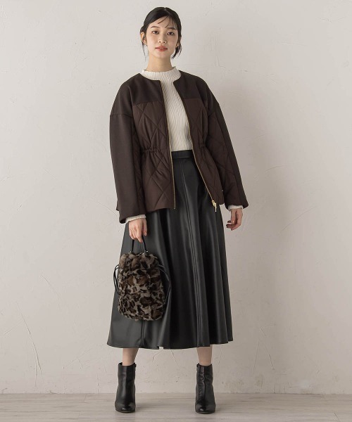 Droite lautreamont（ドロワットロートレアモン）の「ダンボール×キルティングジャケット（その他アウター・レディース・ブラウン/ベージュ/ブラック・M）」の7枚目の写真