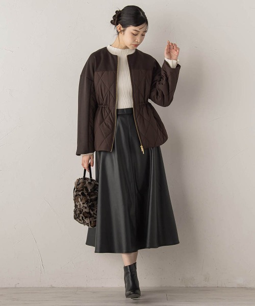 Droite lautreamont（ドロワットロートレアモン）の「ダンボール×キルティングジャケット（その他アウター・レディース・ブラウン/ベージュ/ブラック・M）」の8枚目の写真