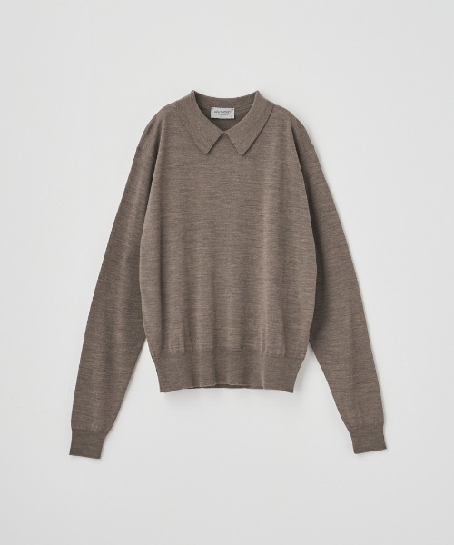 JOHN SMEDLEY（ジョンスメドレー）の「ボタンレス長袖ニットポロシャツ（ニット/セーター・レディース・ブラウン系その他/ブラック/チャコールグレー/ブルー系その他/オレンジ/ブラウン系その他3/ホワイト/ダークネイビー・M/S）」の4枚目の写真