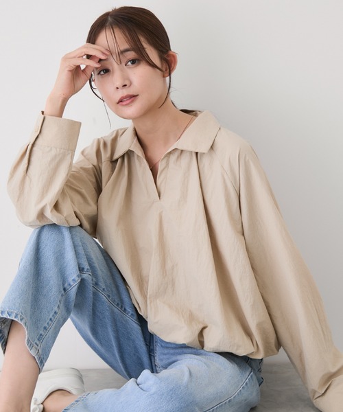 Jayro(ジャイロ)の「バルーンスキッパーシャツ(シャツ/ブラウス・レディース・ベージュ/ダークブラウン/ホワイト系その他/ブラック・M)」の17枚目の写真