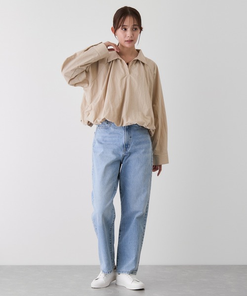 Jayro(ジャイロ)の「バルーンスキッパーシャツ(シャツ/ブラウス・レディース・ベージュ/ダークブラウン/ホワイト系その他/ブラック・M)」の10枚目の写真