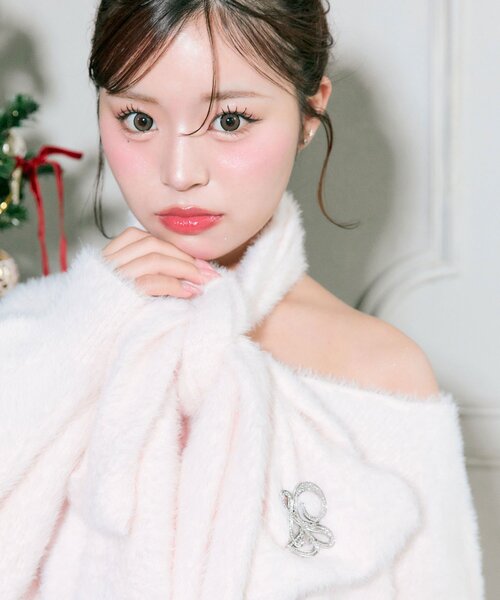 OLIVE des OLIVE（オリーブデオリーブ）の「【TwinkleCollection】マフラー付きニットワンピ（ワンピース・レディース・ブラック/オフホワイト/ピンク/レッド・FREE）」の20枚目の写真
