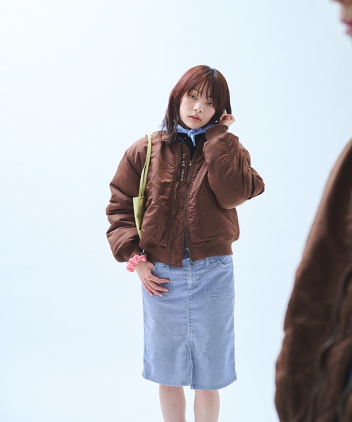 カールヘルム　くま　刺繍　ブルゾン　MA-1　茶色　M　ウール　キルティング カールヘルムのKarl Helmut 2022 Springカタログ｜PINK HOUSE OFFICIAL