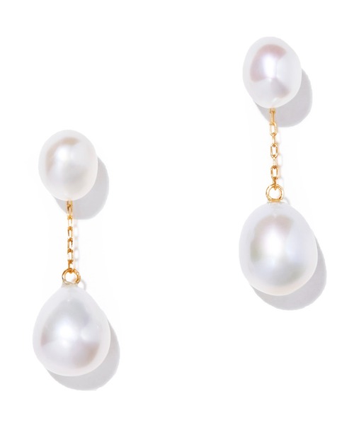 les bonbon(ルボンボン)の「【les bon bon】organic double pearl pierce/オーガニック ダブル パール ピアス BOB824(ピアス(両耳用)・レディース・ゴールド・FREE)」の2枚目の写真