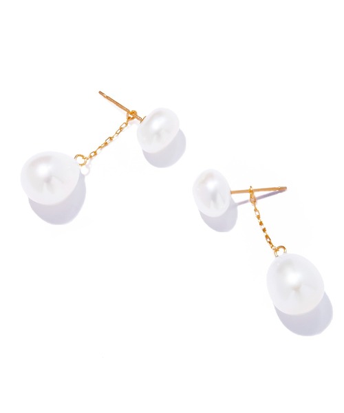 les bonbon(ルボンボン)の「【les bon bon】organic double pearl pierce/オーガニック ダブル パール ピアス BOB824(ピアス(両耳用)・レディース・ゴールド・FREE)」の3枚目の写真