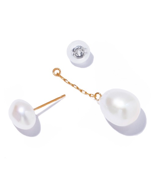 les bonbon(ルボンボン)の「【les bon bon】organic double pearl pierce/オーガニック ダブル パール ピアス BOB824(ピアス(両耳用)・レディース・ゴールド・FREE)」の4枚目の写真
